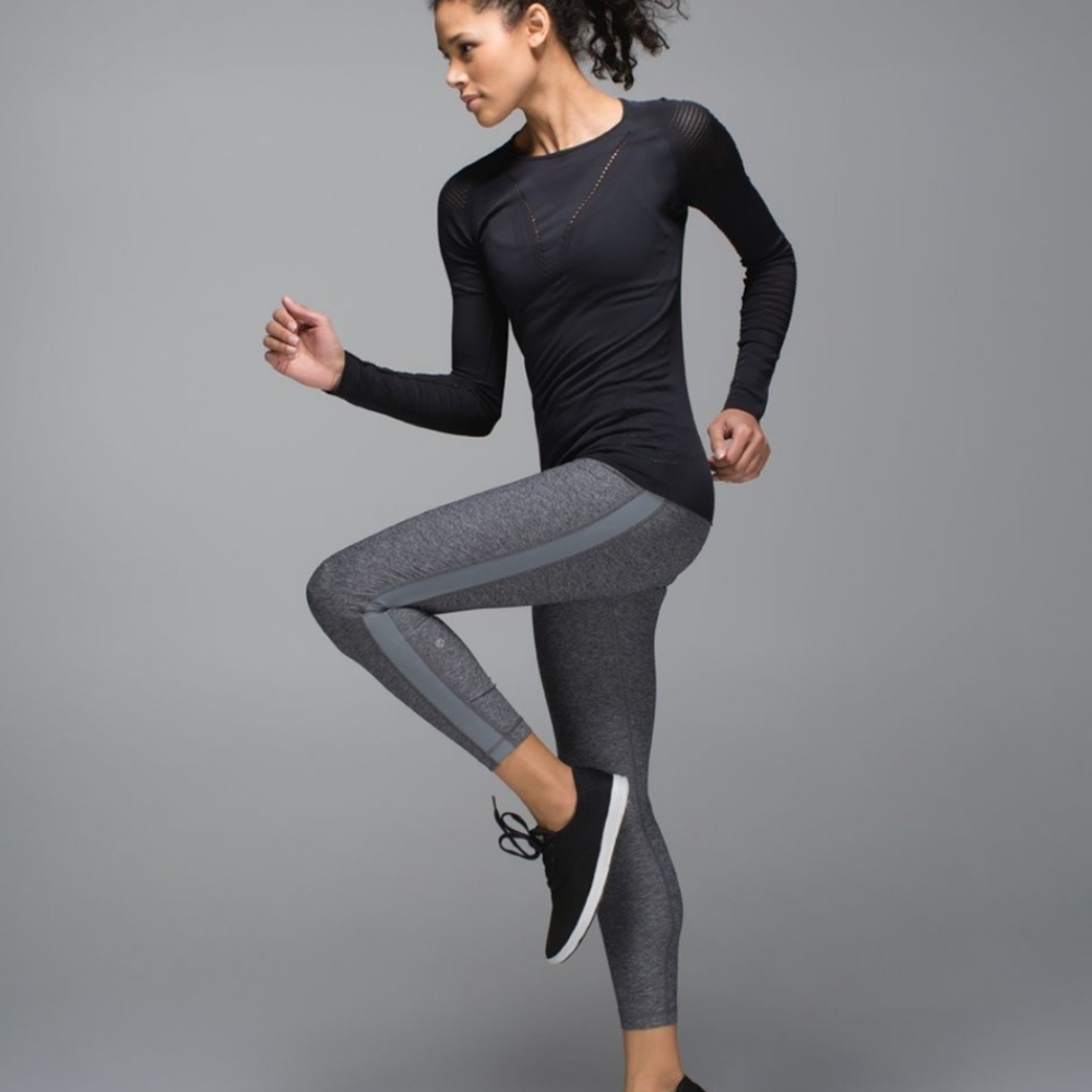 Lululemon Light Speed Tight Heathered Gray Sz 10
